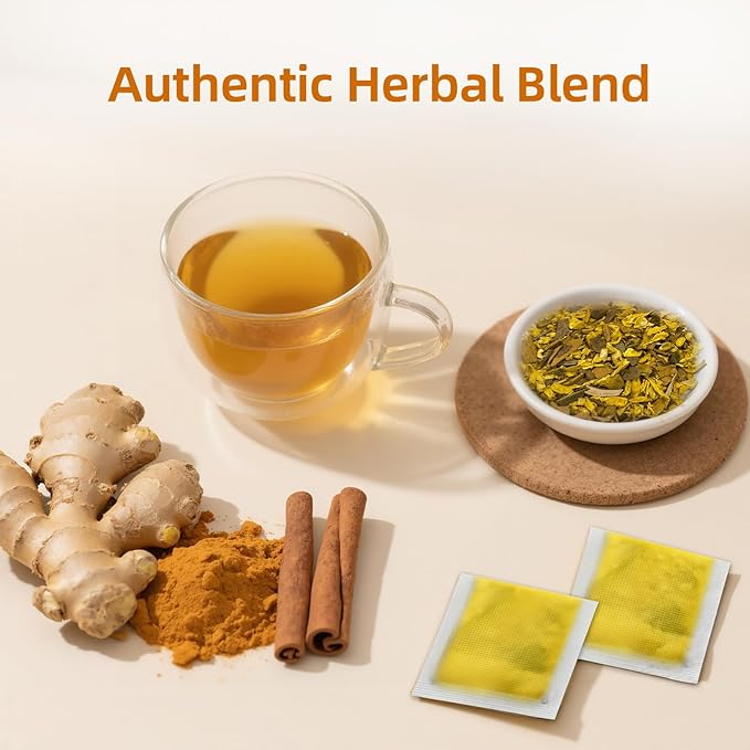 120 Bags Premium Turmeric Ginger Cinnamon Tea Bags Premium Natural Ingredients Turmeric Ginger Herbal Blend with Cinnamon No Sugar Caffeine-FreeTurmeric Ginger Cinnamon Tea（1Pack/120Bags）