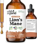 Wild &amp Organic Lions Mane Liquid Drops - Brain &amp Focus Support - 84-Day Supply - Lion's Mane Mushroom Supplement - Hericium Erinaceus Mushroom Drops - Sugar &amp Alcohol-Free Extract Tincture