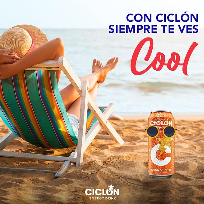 Ciclon Energy Drink Blood Orange Flavor 24 Cans (10 Fl Oz)