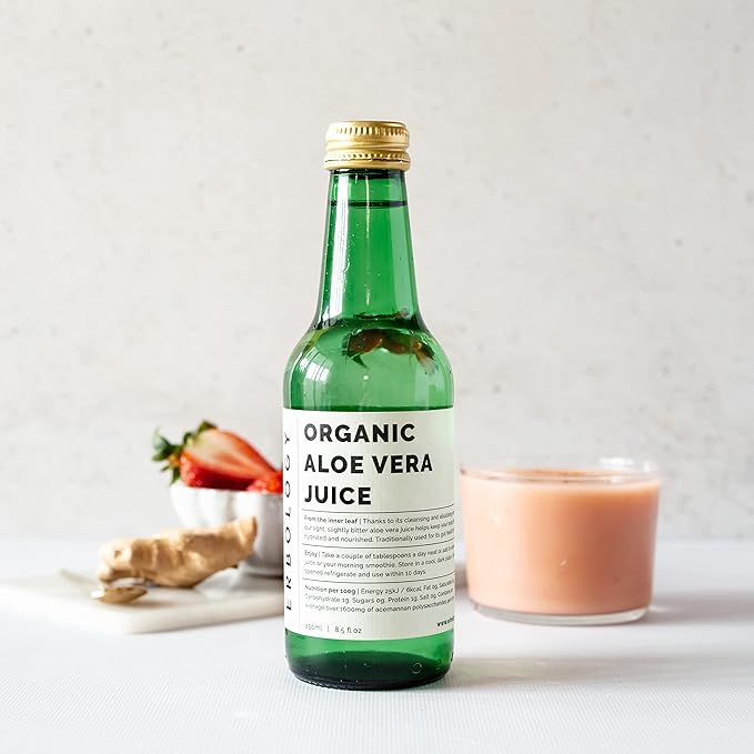100% Organic Aloe Vera Juice 8.5 fl oz (Box of 6) - Supports Immunity &amp Gut Health - Straight from Farm in Spain - Undiluted - No Added Sugar or Artificial Preservatives - Non-GMO
