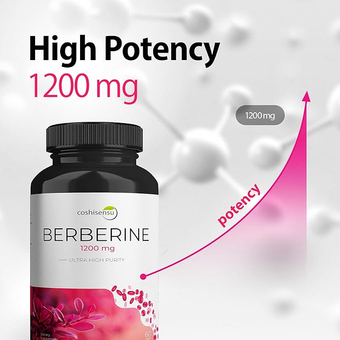 Berberine HCl 1200mg – High Potency Supplement for Blood Sugar Insulin &amp Weight Management – Non-GMO Gluten-Free Vegan Capsules – Heart &amp Metabolism Support Made in USA – 60 Count