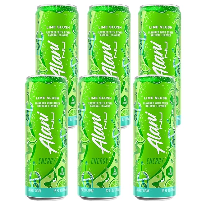 Alani Lime Slush Energy Drink – Sugar Free Low Calorie Energy Drinks - 12 fl oz Can (6 Pack)