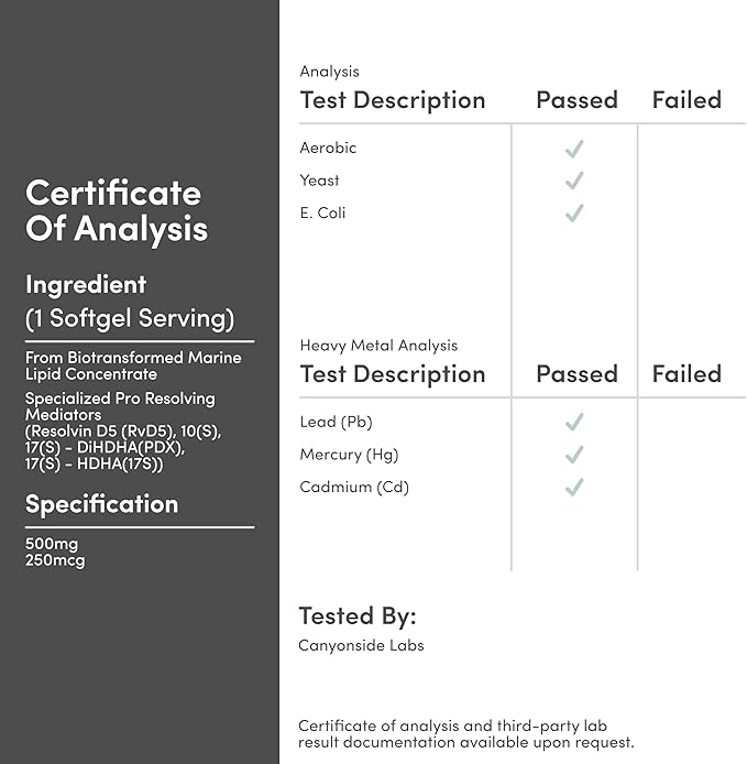 SPM Max (Specialized Pro-Resolving Mediators) 120 Softgels 500mg (Only Product Standardized and Third Party Tested to Contain Active SPMs Check The Supplement Fact Panel) by Double Wood