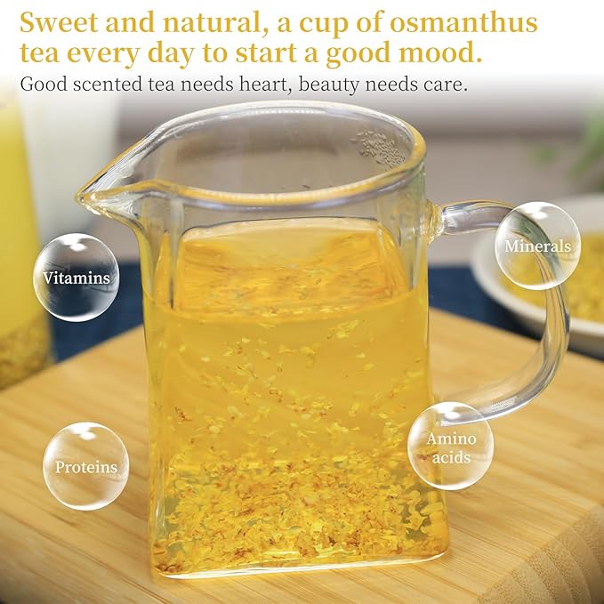 DOZO Dried Osmanthus Flower Loose Leaf 60g/2.11oz Superior Grade Natural Osmanthus Petal for Dessert &amp Drinks Sulfur Free Caffeine Free 桂花 桂花茶 桂花糕 桂花蜜
