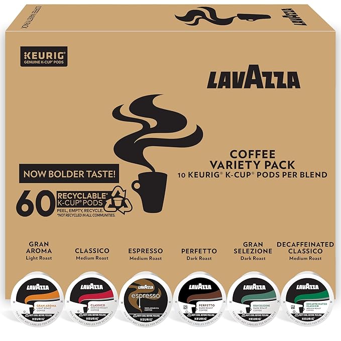 Lavazza Premium Coffee Variety Pack Keurig Single-Serve K-Cup Pods 60 Count (6 Packs of 10)