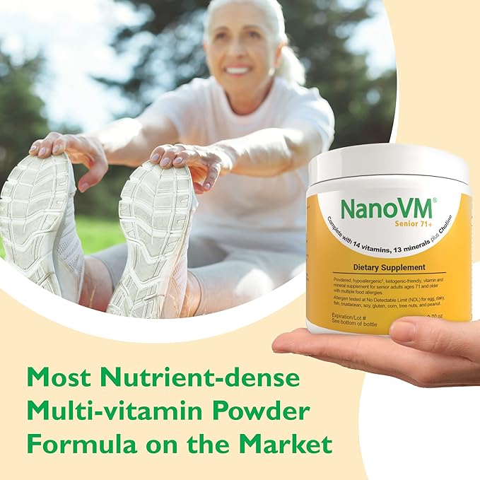 Senior 71+ Allergen-Free Vitamin Supplements Unflavored Multivitamin Powder with 14 Vitamins &amp 13 Minerals Low-Carbohydrate Mineral Supplements 275g - Solace Nutrition