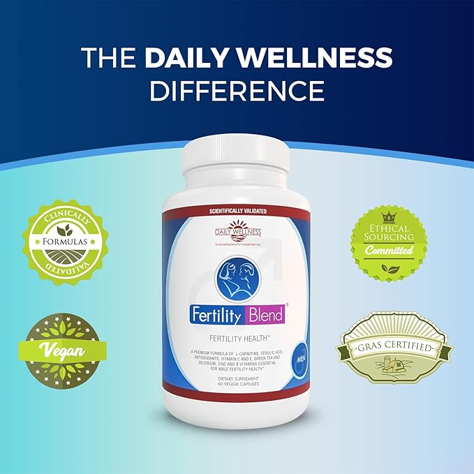 Daily Wellness for Men - Male Fertility Supplements Vitamin Blend Pills - Male Count Pre-Conception for Him - Fertility Supplements for Men - 60 Capsules 1 Pack