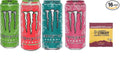 Monster Energy Drink Zero Ultra Variety - Paradise Watermelon Rosa Fiesta 16 ounce (Pack of 16) and Stinger Pomegranate Passionfruit Chews