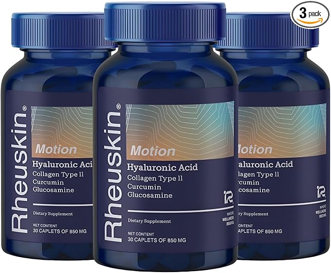 Motion 3 Pack – Advanced Joint Support: Hyaluronic Acid + Glucosamine + Curcumin + Type II Collagen – Flexibility Mobility &amp Comfort – 90 Caplets 850 mg