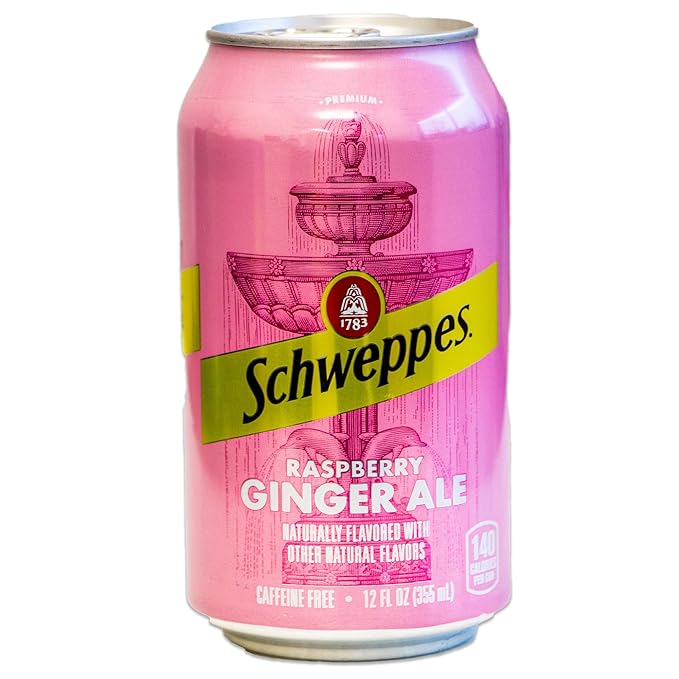 Schweppes Raspberry Ginger Ale - Refreshing Crisp Delicious - 12 12oz Cans