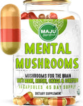 MENTAL Mushroom Capsules Organic Extract Supplement w/ Lion's Mane Cordyceps Reishi and Chaga Boost Your Focus Energy Wellness and Immune System - Nootropic Mushrooms Immune Support 90ct