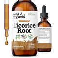 Wild &amp Organic Licorice Tincture - Digestive Support - Pure Licorice Root Extract Drops - Glycyrrhiza Glabra - Vegan Sugar &amp Alcohol-Free Supplement - 2 fl oz