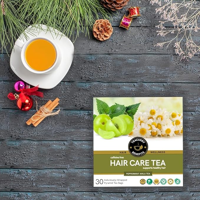 TEACURRY Hair Care Tea (30 Tea Bags) - Helps with Hair Growth Shine Repair &amp Strength