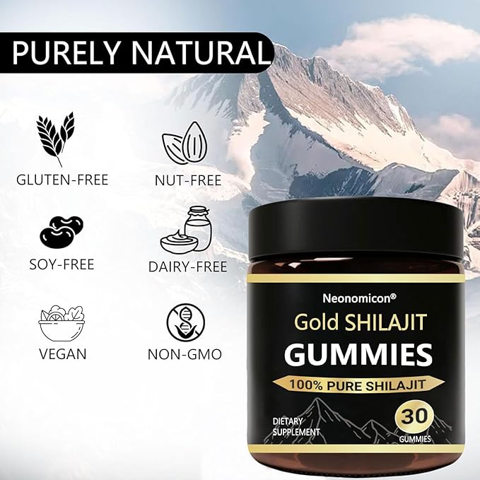 Shilajit Gummies for Men Pure Himalayan Shilajit 85+ Trace Minerals &amp Fulvic Acid No Added Sugar Non-GMO 30 Gummies