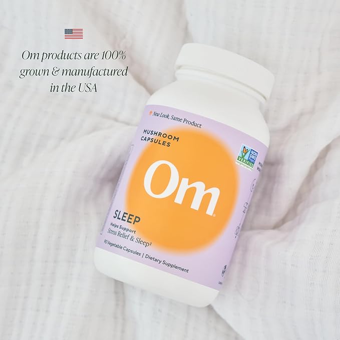 OM MUSHROOM SUPERFOOD Sleep Mushroom Capsules Superfood Supplement 90 Count 30 Days Reishi GABA L-Theanine Melatonin for Rest &amp Sleep Quality Superfood Supplement