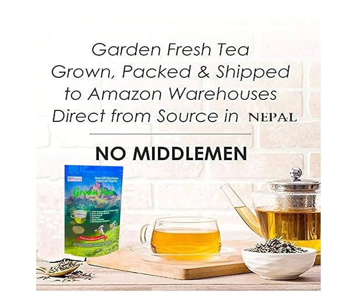 Snow Hill Himalayan Organic Green Tea Leaves of Himalayas Nepal -100% Natural Sun Dried Green Tea POWERFUL ANTI-OXIDANTS Brew Hot Tea Iced Tea or Kombucha Tea Loose Leaf Green Tea
