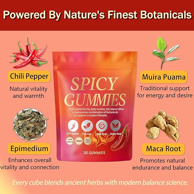 Spicy Square Gummy Hot Peach Gummies – Natural Chili Flavor 30 Gummies