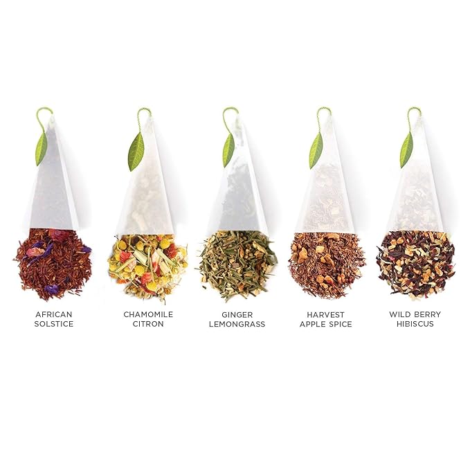 Tea Forte Premium Petite Presentation Box Gift Set Sampler 10 Count 2 of Each Blend Individually Wrapped Handcrafted Pyramid Infuser Bags Herbal Tea