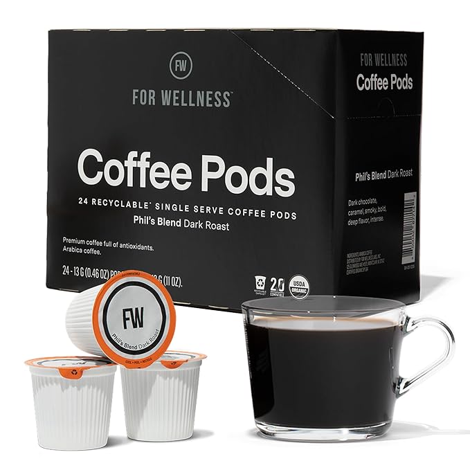 For Wellness Arabica Coffee Pods (24 Pods Dark Roast) – Pair With The Good Stuff to Supercharge Your Coffee