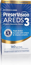 PreserVision AREDS3 Eye Vitamins #1 Eye Doctor Recommended Brand AREDS2 Formula with Additional 8 B-Vitamin Complex Promotes Healthy Cellular Eye Function* 3-in-1 Macular Supplement 160 Softgels