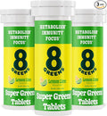 8Greens Supergreens Tablets | Super Greens Powder Superfood Metabolism Immunity &amp Focus Daily Greens Effervescent Tablets Organic: Aloe Vera Spirulina Chlorella Lemon Lime Tube 30 Servings