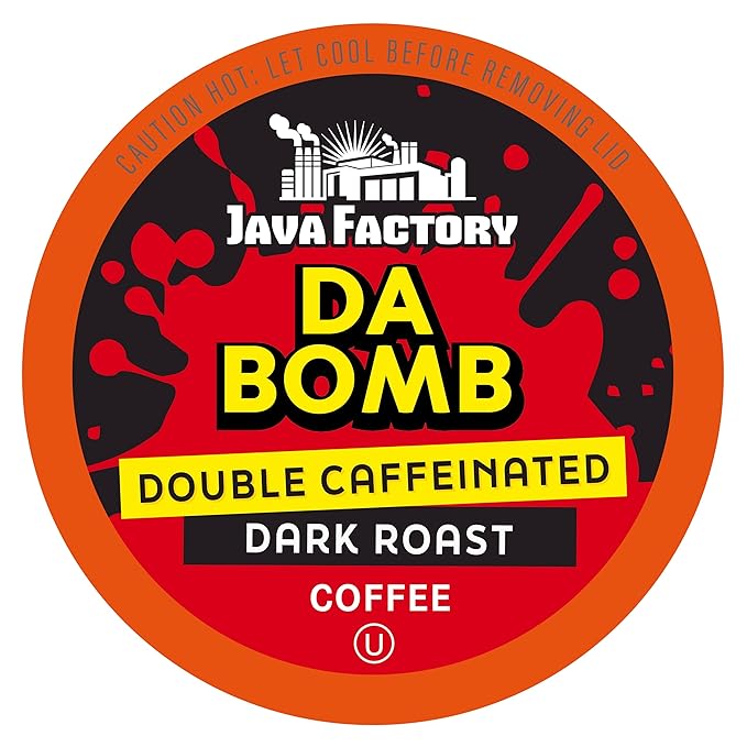Java Factory Coffee Pods High Caffeine Coffee Compatible with K Cup Brewers Including 2.0 Da Bomb Extra Bold Double Caffeinated 80 Count