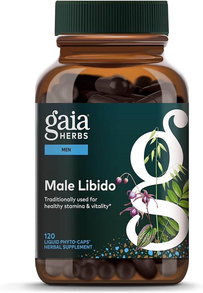 Gaia Herbs Male Libido - Herbal Supplement with Saw Palmetto Horny Goat Weed &amp Oats - Traditional Herbs to Support Vitality &amp Energy Levels for Men - 120 Vegan Liquid Phyto-Capsules (120 Serv