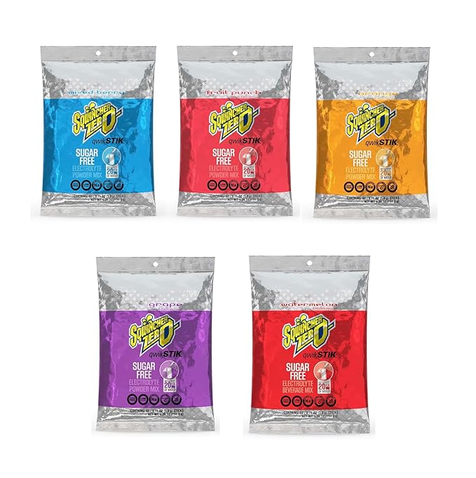 500-Pack Electrolyte Powder Packets 0.11oz - ZERO Qwik Stik- Sugar-Free Drink Mix 5 Assorted Flavors 500-Pack - Hydration Packets with Multi-Flavor