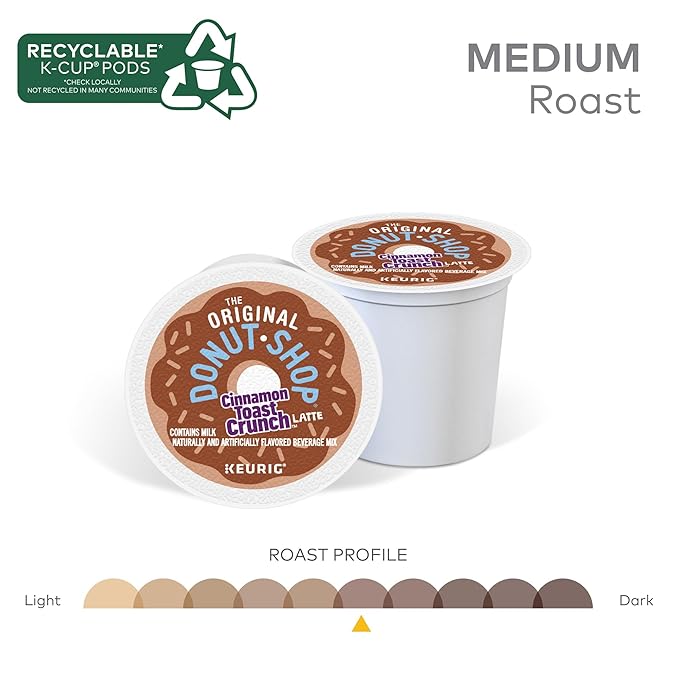 The Original Donut Shop Cinnamon Toast Crunch One-Step Latte Keurig Single Serve K-Cup Pods 60 Count (6 Packs of 10)