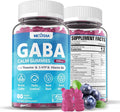 GABA Gummies 500 mg - Sugar-Free Calm Gummies with L Theanine 5-HTP Vitamins D3 B12 Ashwagandha Melatonin-Free for Brain Calm Mood Zzz Better GABA Supplement for Adult Blueberry Flavor 1Pack