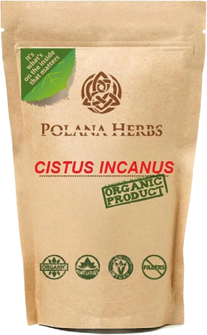 Cistus Incanus Organic Rockrose Loose Herb Herbal Tea Detox Cleanse Immune System Booster Antioxidant Polyphenols-Phenolic Caffeein Free Food Graded Eco-Pack (300g- 150g servings- 10.58 oz)