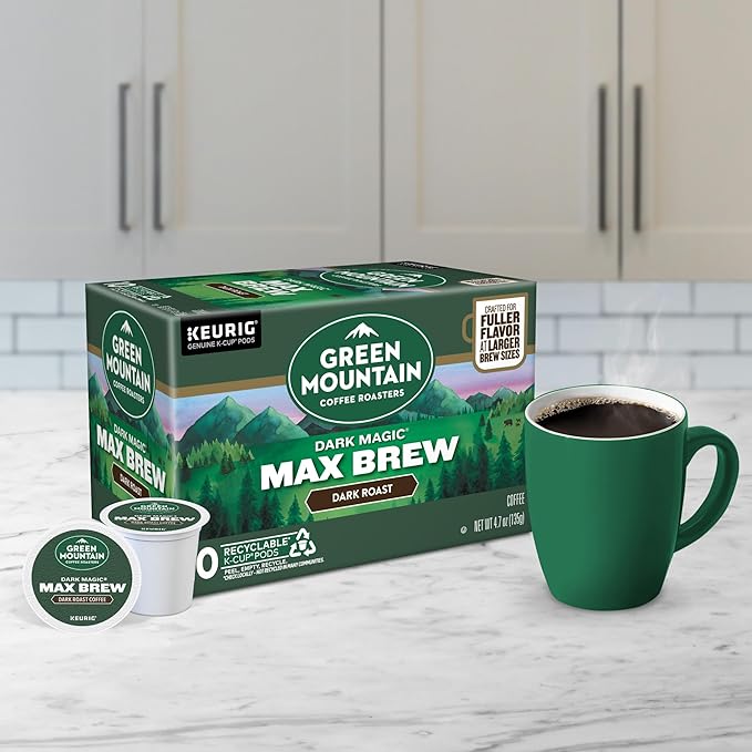 Green Mountain Coffee Roasters Dark Magic Max Brew Single Serve Keurig K-Cup Pods Dark Roast Coffee 60-Count Box (6 Packs of 10)