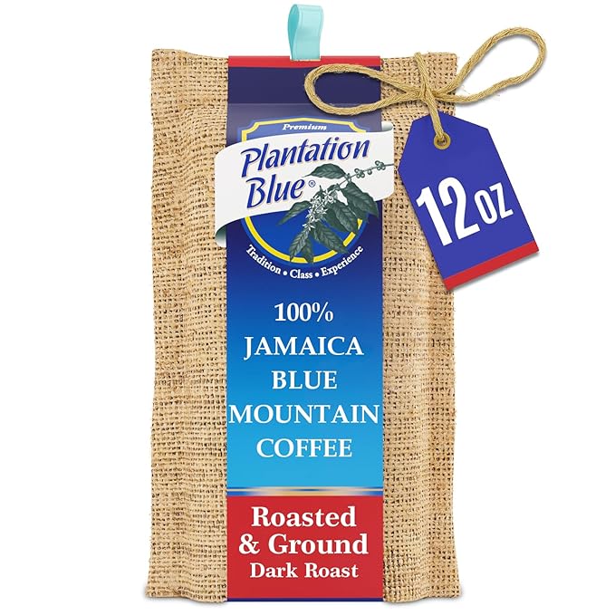 Plantation Blue 100% Blue Mountain Coffee Dark Roast Ground Premium Jamaican Coffee 12oz