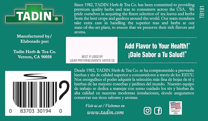 Tadin Mexican Arnica Tea Herbal Tea Caffeine Free 24 Tea Bags Per Box Pack of 6