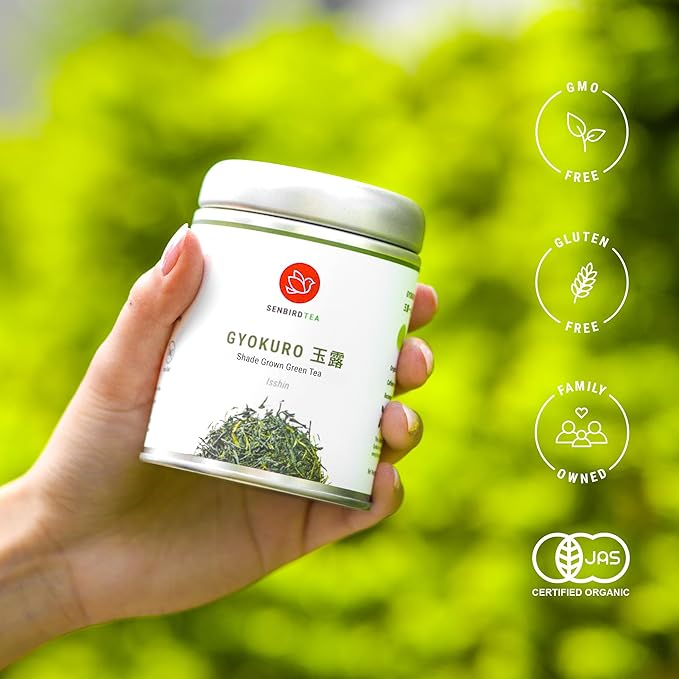 Senbird Premium Gyokuro Japanese Shade Grown Green Tea - From Kyoto Japan - Imperial Loose Leaf Green Tea In Airtight Tea Tin (1.76oz/50g) (Kotobuki)