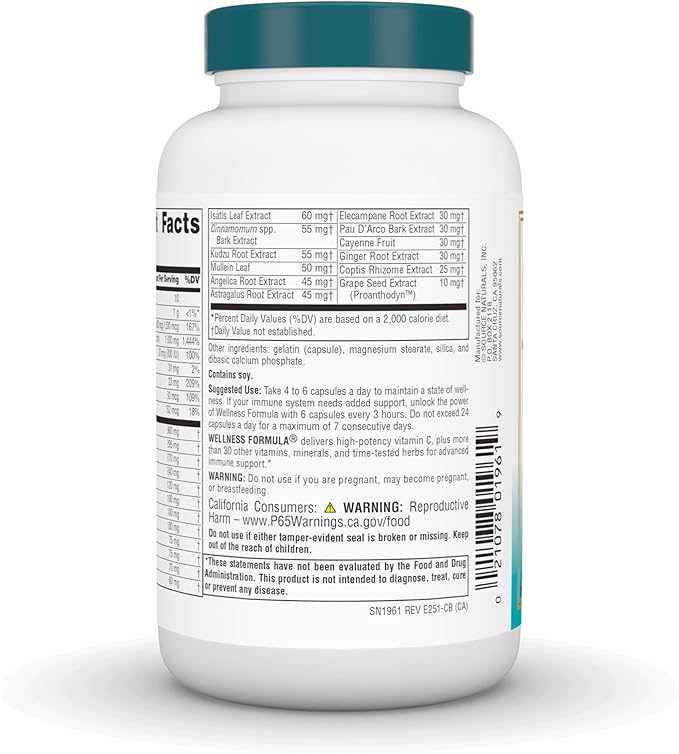 Source Naturals Wellness Formula Advanced Immune Support* Bio-Aligned Vitamins &amp Herbal Defense - Immune System Support Supplement &amp Immunity Booster - 120 Capsules