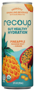 Recoup Sparkling Prebiotic Variety 6 Pack (12-Pack Pineapple Passionfruit + Ginger)