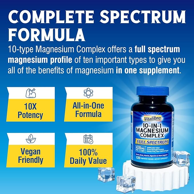 Multi Collagen Peptides Powder 8oz &amp 10 in 1 Magnesium Complex 120 Caps