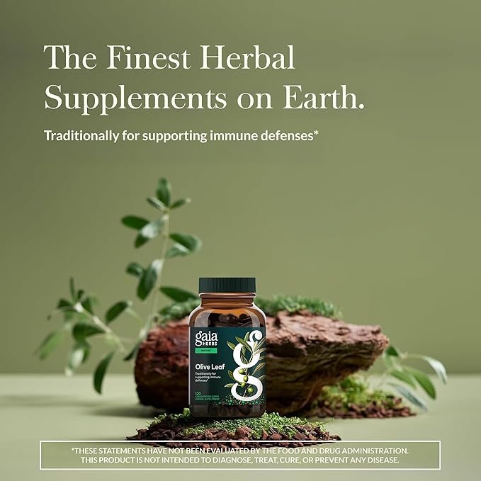 Gaia Herbs Olive Leaf - Traditional Immune Health Support - Immune System Supplement with Olive Leaf Extract &amp Oleuropein* - 120 Vegan Liquid Phyto-Caps (120 Servings)