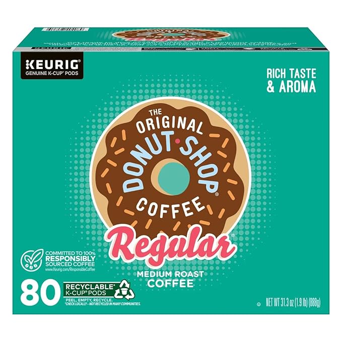 The Original Donut Shop Regular Single-Serve Keurig K-Cup Pods Medium Roast Coffee Pods 100 Count (Box of 1)