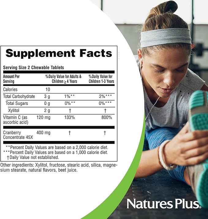 NaturesPlus Ultra Chewable Cranberry - 180 Love-Berries - Supports a Healthy Urinary Tract &amp Overall Well-Being - Non-GMO Vegetarian Gluten Free - 90 Total Servings