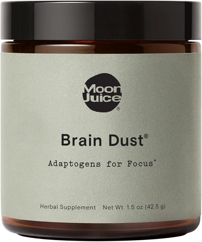 Moon Juice Brain Dust - Adaptogenic Mushroom Supplement for Memory &amp Focus - Lion’s Mane Ginkgo Biloba &amp Ashwagandha - Caffeine-Free Vegan Brain Supplement - 1.5 oz