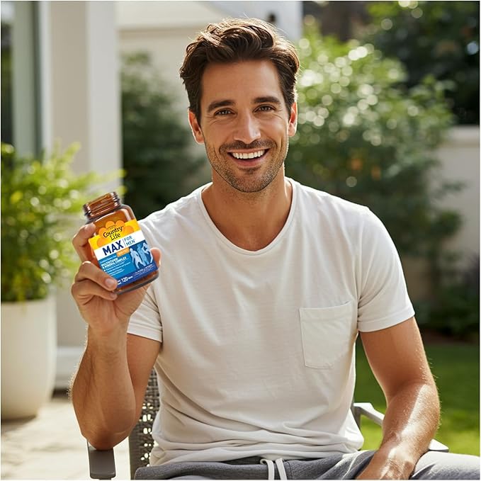 Country Life Max for Men Multivitamin: Iron-Free Gluten Free Saw Palmetto Lycopene Daily Support for Energy Heart &amp Men's Health120 Vegetarian Tablets