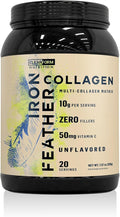 Iron Feather Collagen Powder | Unflavored | Multi-Collagen Protein with Vitamin C | Supports Joints Tendons Recovery Skin Hair and Nails | 10g Protein per Scoop | Clean and Functional Nutrition