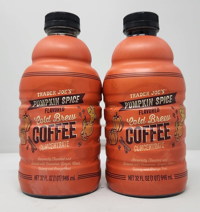 Trader J's Pumpkin Spice Flavored Cold Brew Coffee Concentrate 32 oz (32oz - 2 pack Pumpkin Spice)