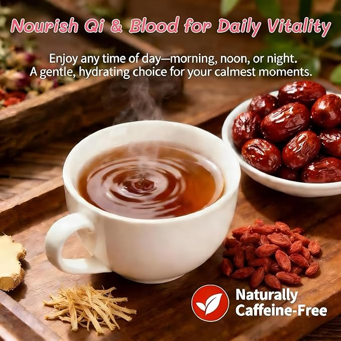Eastrue Ginger Goji Berry Tea-Traditional Chinese Herbal Tea for Women with Jujube Red DatesLongan Sweet &amp Spicy Postpartum Essentials &amp Menopause SupportMothers Milks Lactation TeaCaffei