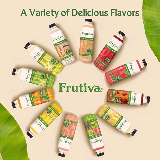 Frutiva Authentic Cantaloupe Drink Mix | Made in Mexico with Cane Sugar | Aguas Frescas Concentrate Makes 2.6 Gallons Per Bottle | No High Fructose Corn Syrup | Perfect for Drinks Desserts &amp More