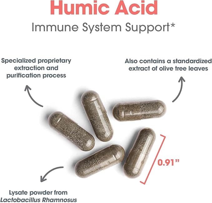 Allergy Research Group Humic-Monolaurin Complex - Immune System Support Humic Acid Supplements with Olive Leaf Vegetarian Capsules - 120 Count