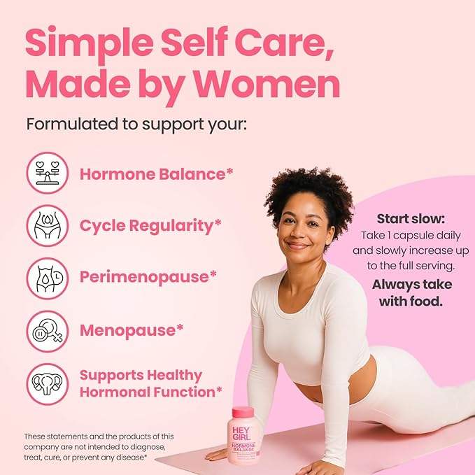 Hey Girl Hormone Balance for Women – 13-in-1 Menopause PMS &amp Cycle Support – Mood &amp Hot Flash Support – w Myo-Inositol Berberine Maca Root Black Cohosh DIM Dong Quai