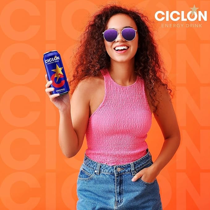 Ciclon Original Energy Drink – 24 Pack 10 fl oz Cans – Smooth Refreshing Taste with 95mg Caffeine B Vitamins &amp Taurine – No Preservatives Premium Energy for Work Study &amp Sports
